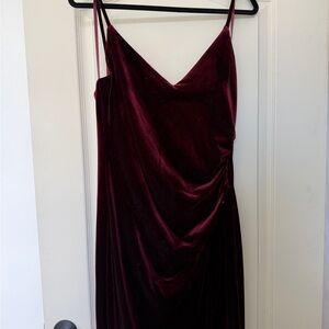 Betsy & Adam Velvet Maxi Dress in Deep Burgundy
